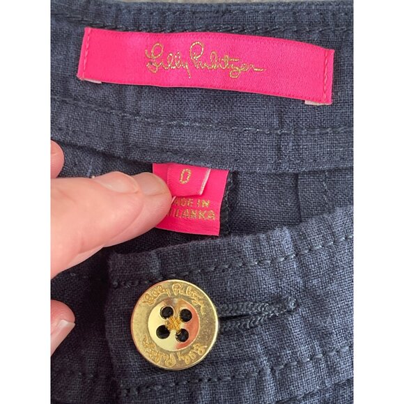 Lilly Pulitzer Breeta Linen Trouser Pants True Navy Blue Size 0 NWT $148 - Picture 14 of 16
